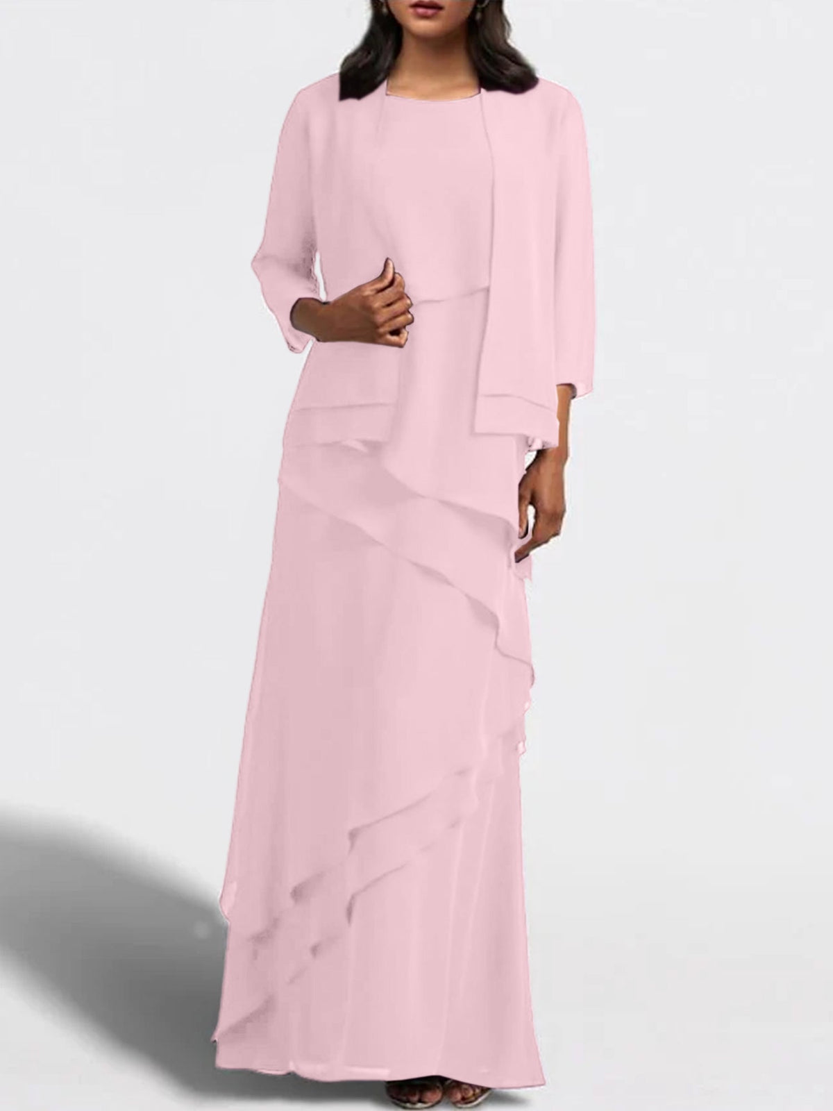 Floor Length Mother Of The Bride Dress With Matching Jacket Sheath