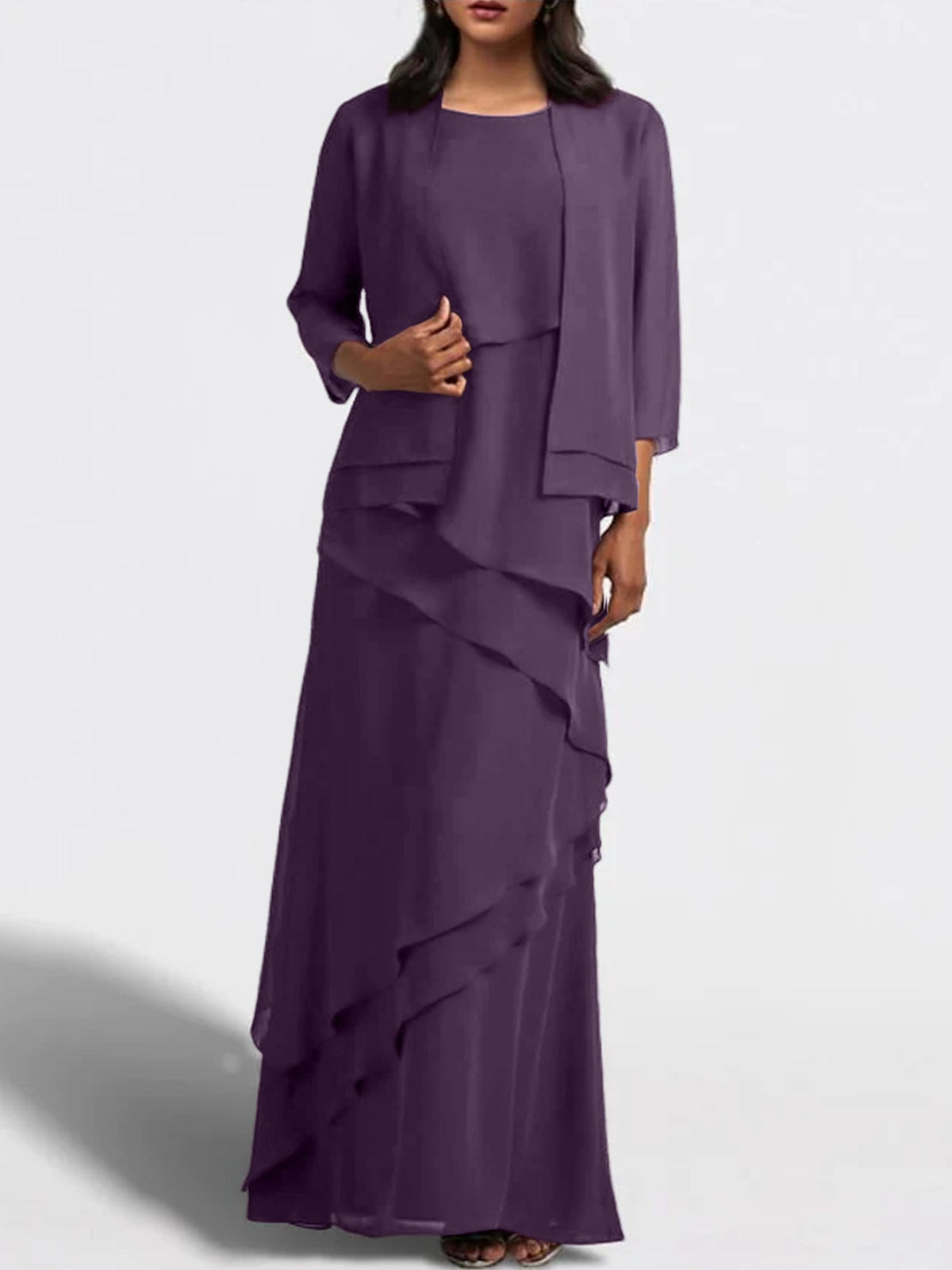 Floor Length Mother Of The Bride Dress With Matching Jacket Sheath