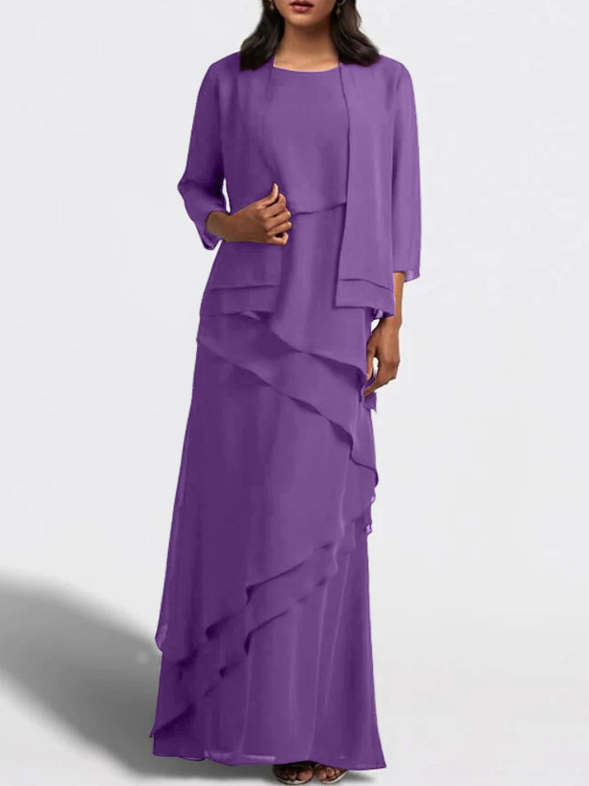 Floor Length Mother Of The Bride Dress With Matching Jacket Sheath