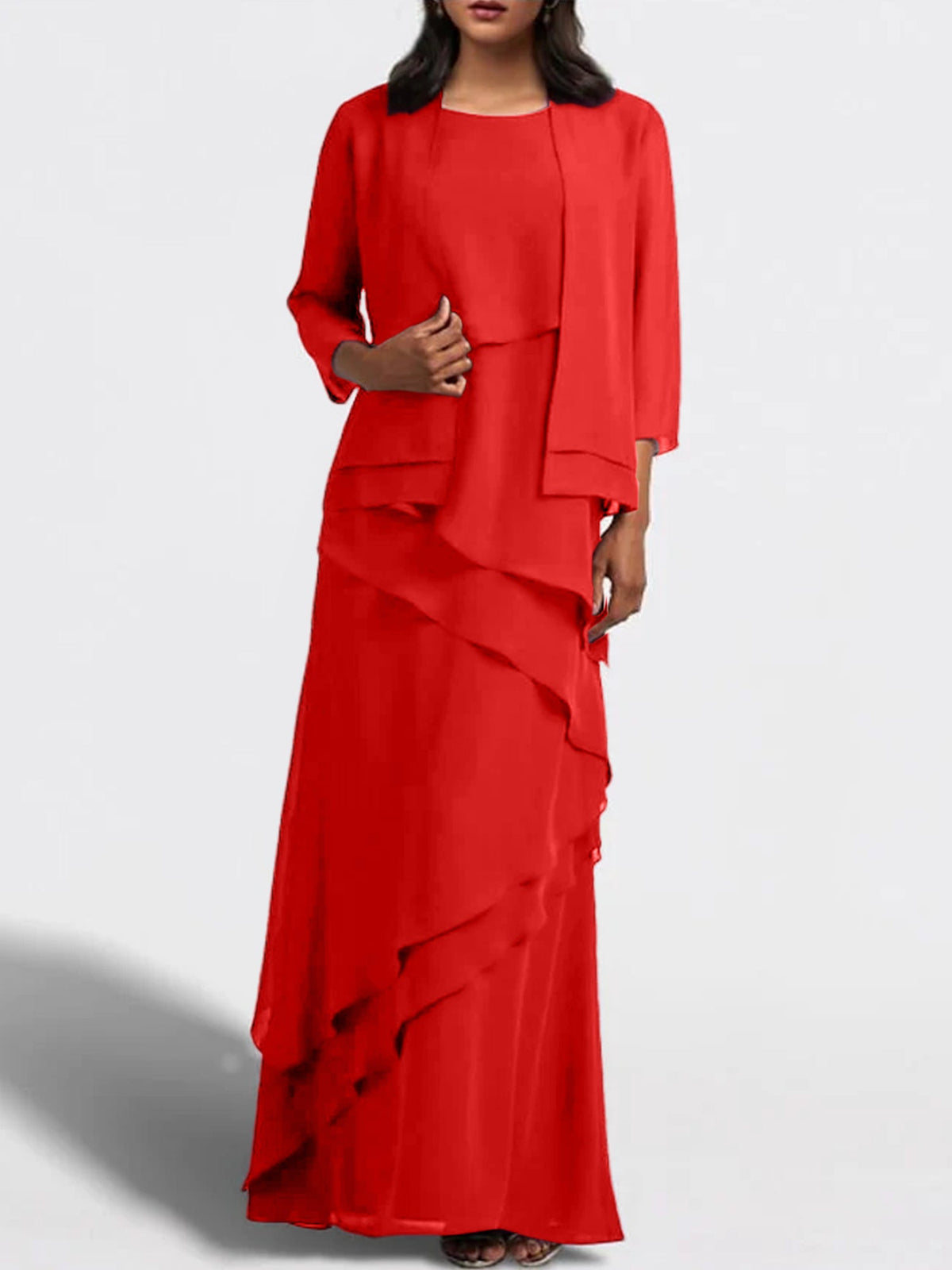 Floor Length Mother Of The Bride Dress With Matching Jacket Sheath