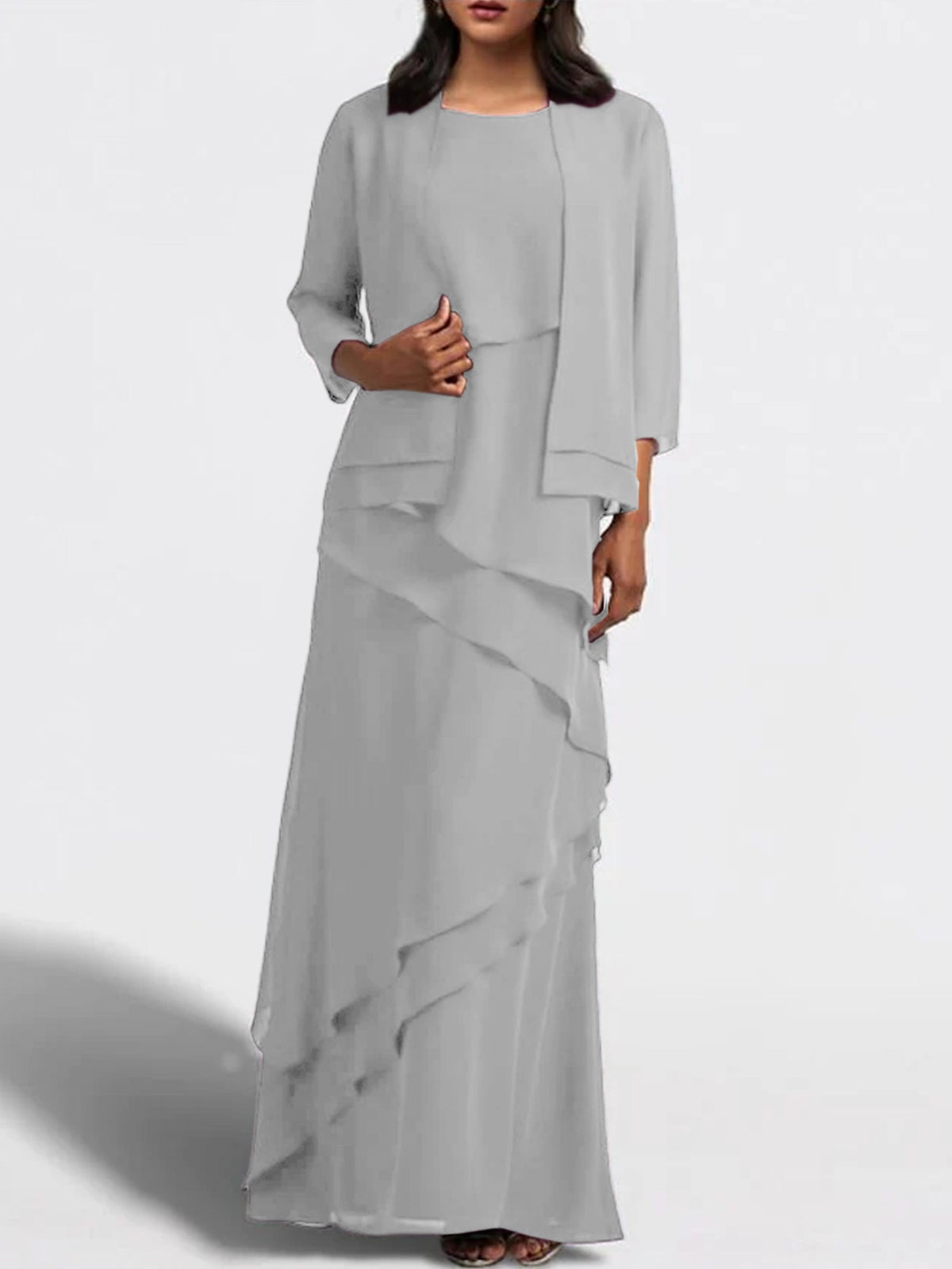 Floor Length Mother Of The Bride Dress With Matching Jacket Sheath