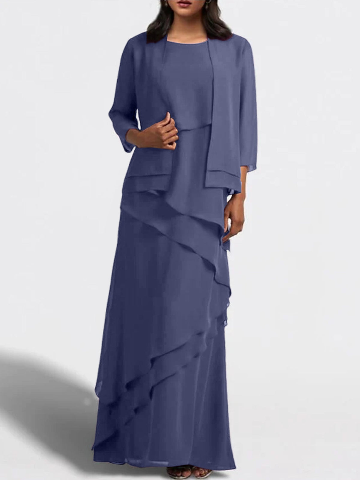Floor Length Mother Of The Bride Dress With Matching Jacket Sheath