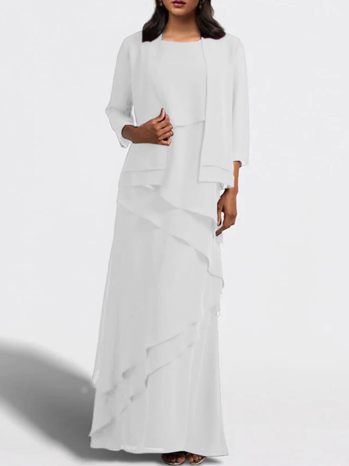 Floor Length Mother Of The Bride Dress With Matching Jacket Sheath