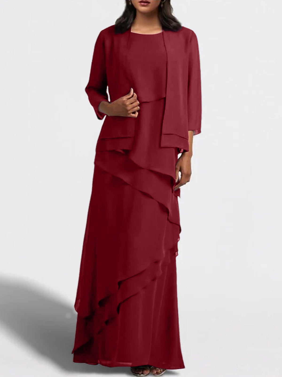 Floor Length Mother Of The Bride Dress With Matching Jacket Sheath