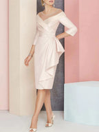 Knee Length V Neck Sheath Dress For Mother Of The Bride