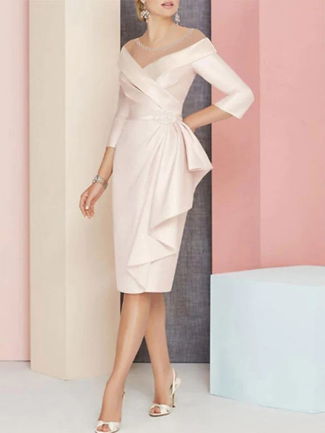 Knee Length V Neck Sheath Dress For Mother Of The Bride