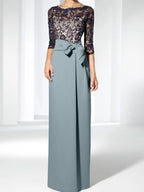 Floor Length Mother Of The Bride Dress Jewel Neck Sheath Gown