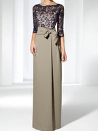 Floor Length Mother Of The Bride Dress Jewel Neck Sheath Gown