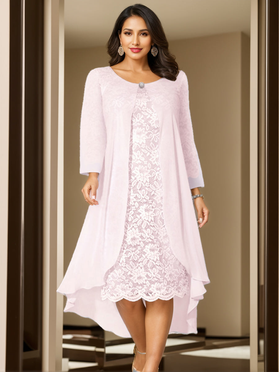 Scoop Neck Tea Length A Line Mother Of The Bride Gown