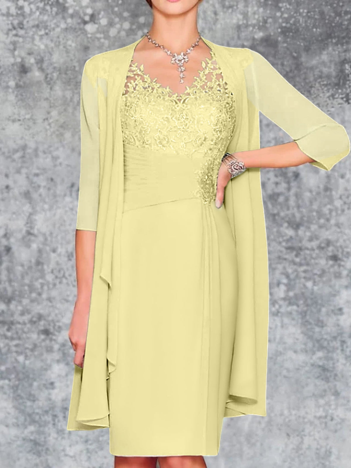 Knee-Length V-Neck Sheath/Column Mother of the Bride Dresses