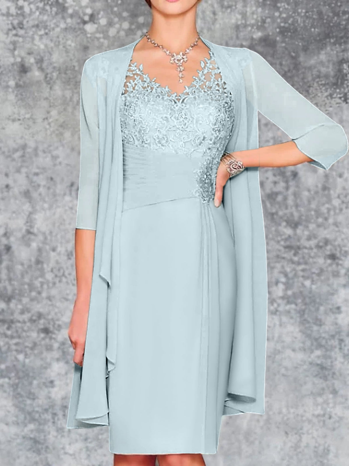 Knee-Length V-Neck Sheath/Column Mother of the Bride Dresses