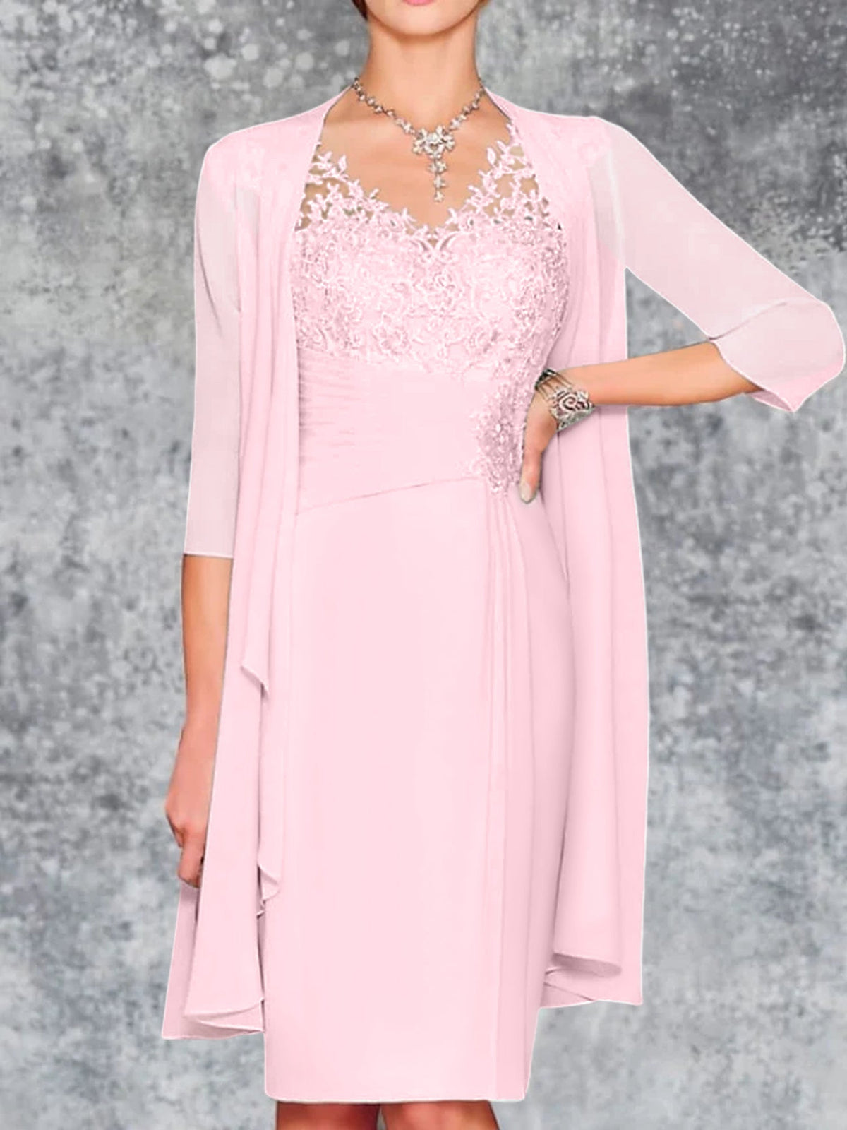Knee-Length V-Neck Sheath/Column Mother of the Bride Dresses