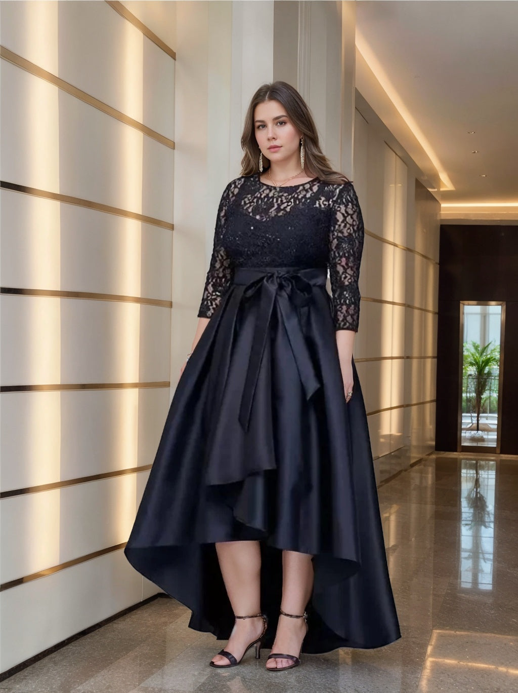 Plus Size Mother Of The Bride Dress Asymmetrical Scoop Neck A Line