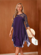 Knee Length Mother of the Bride Dress Sheath Jewel Neck