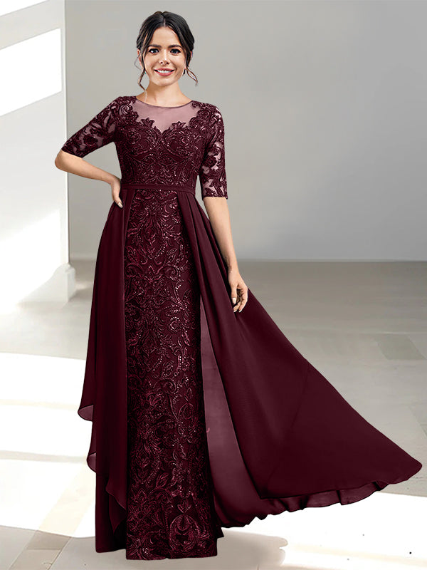 Floor Length Mother of the Bride Dress A Line Scoop Neckline