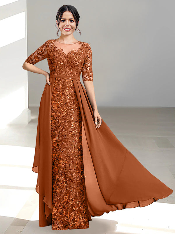 Floor Length Mother of the Bride Dress A Line Scoop Neckline