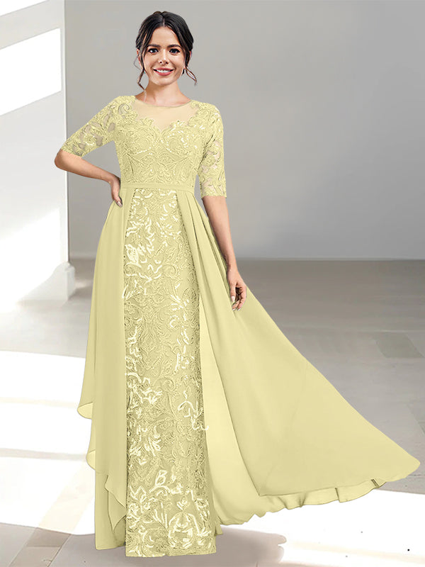 Floor Length Mother of the Bride Dress A Line Scoop Neckline