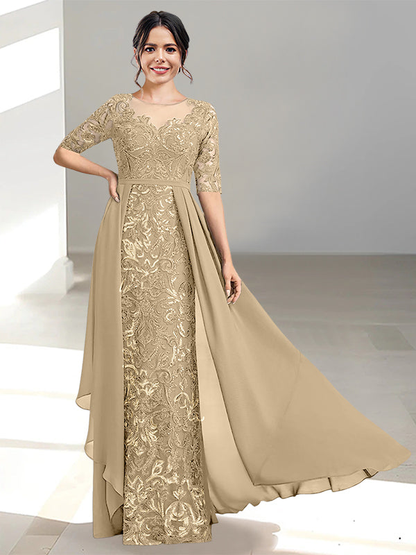 Floor Length Mother of the Bride Dress A Line Scoop Neckline