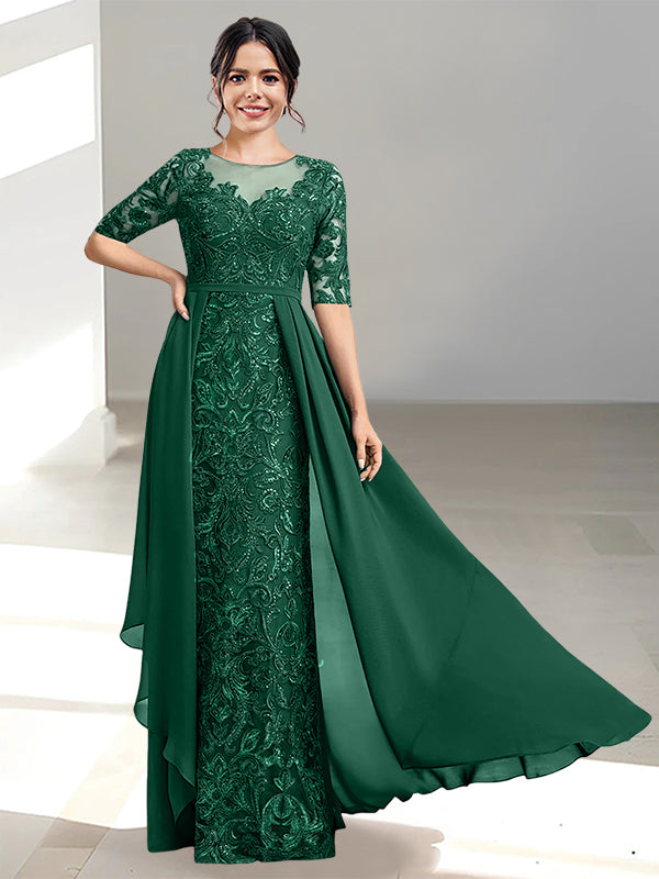 Floor Length Mother of the Bride Dress A Line Scoop Neckline