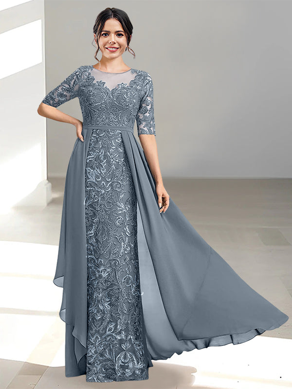 Floor Length Mother of the Bride Dress A Line Scoop Neckline