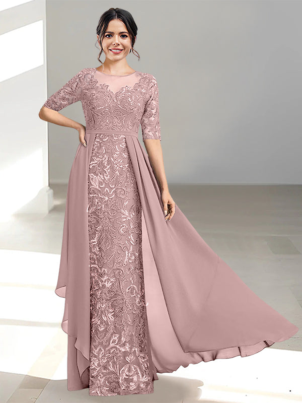 Floor Length Mother of the Bride Dress A Line Scoop Neckline
