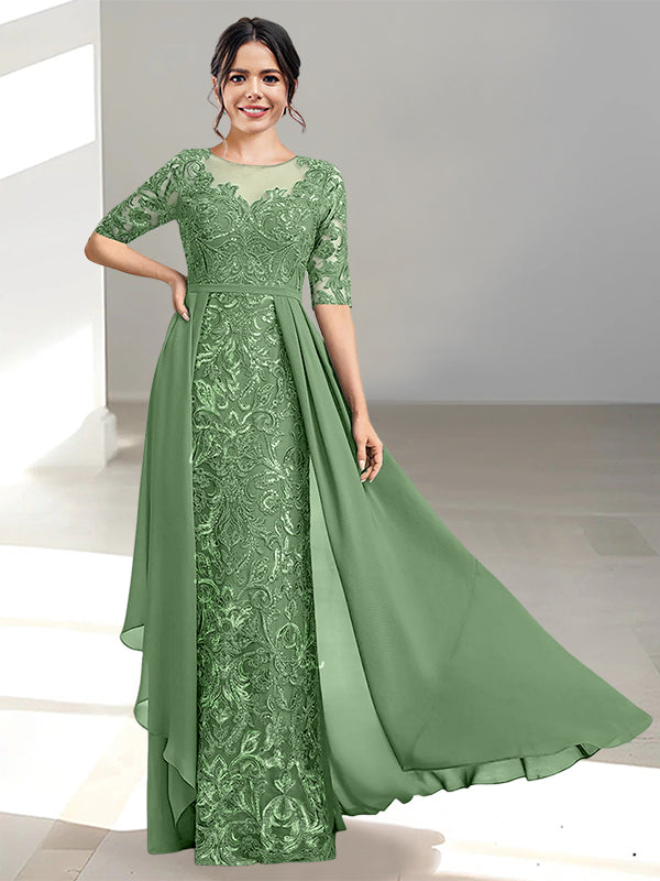 Floor Length Mother of the Bride Dress A Line Scoop Neckline