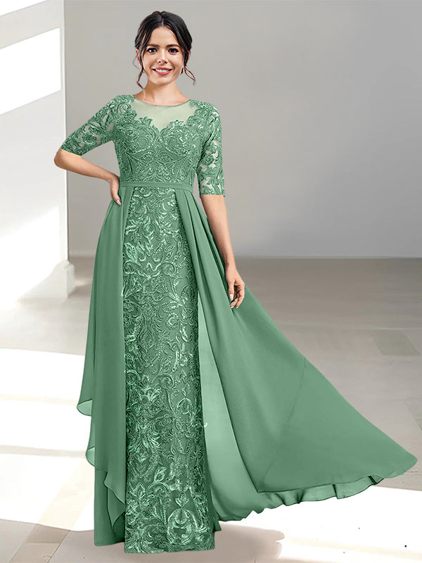 Floor Length Mother of the Bride Dress A Line Scoop Neckline