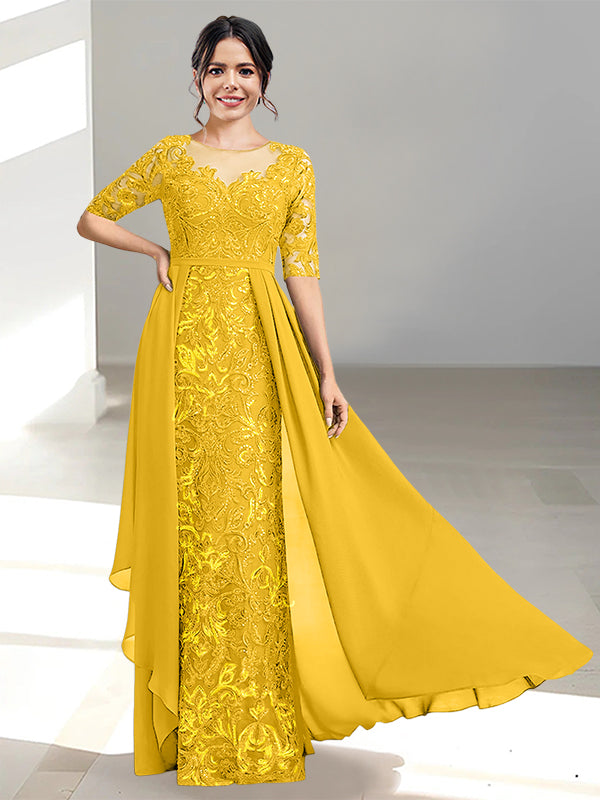 Floor Length Mother of the Bride Dress A Line Scoop Neckline