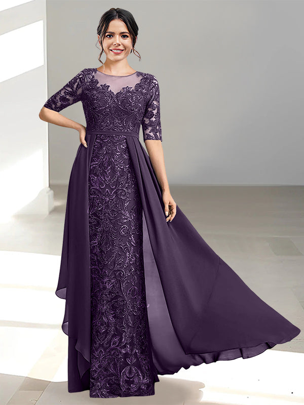 Floor Length Mother of the Bride Dress A Line Scoop Neckline