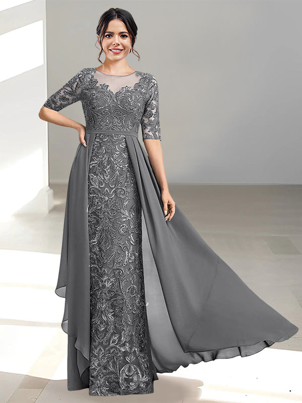 Floor Length Mother of the Bride Dress A Line Scoop Neckline