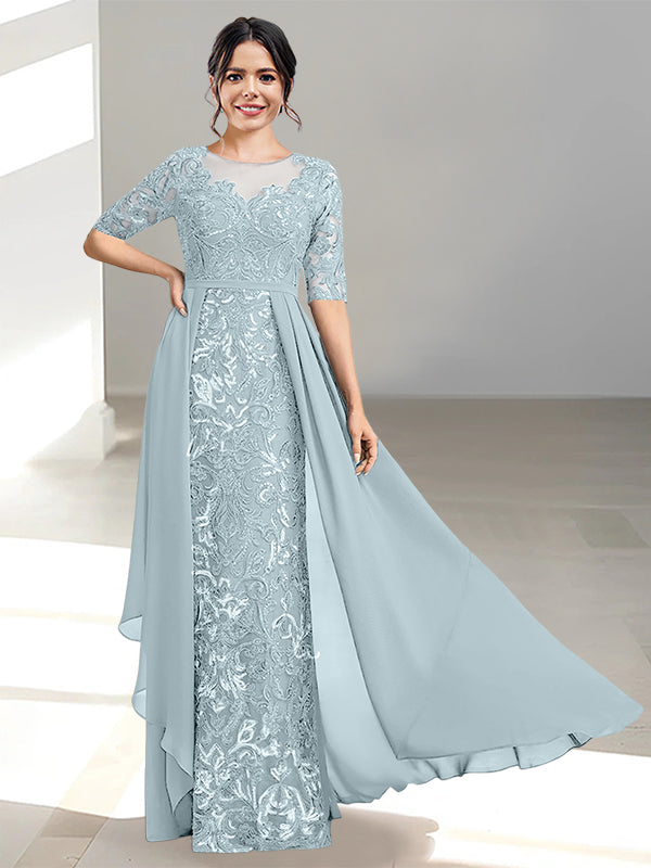 Floor Length Mother of the Bride Dress A Line Scoop Neckline