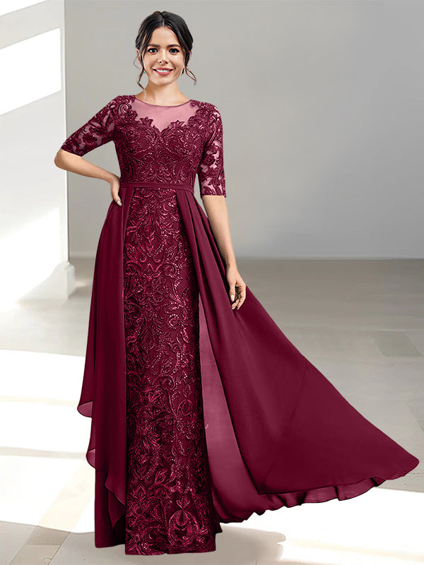 Floor Length Mother of the Bride Dress A Line Scoop Neckline