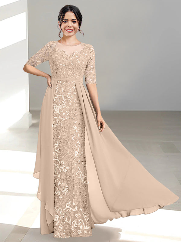 Floor Length Mother of the Bride Dress A Line Scoop Neckline