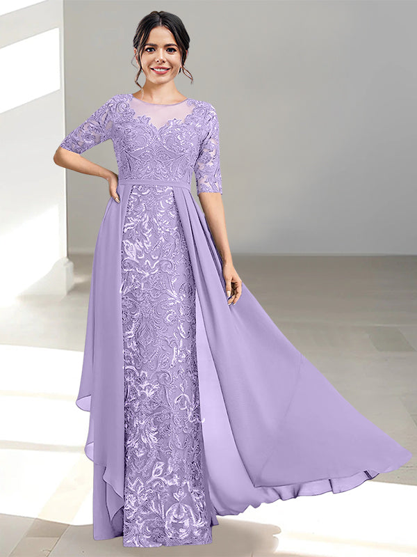 Floor Length Mother of the Bride Dress A Line Scoop Neckline