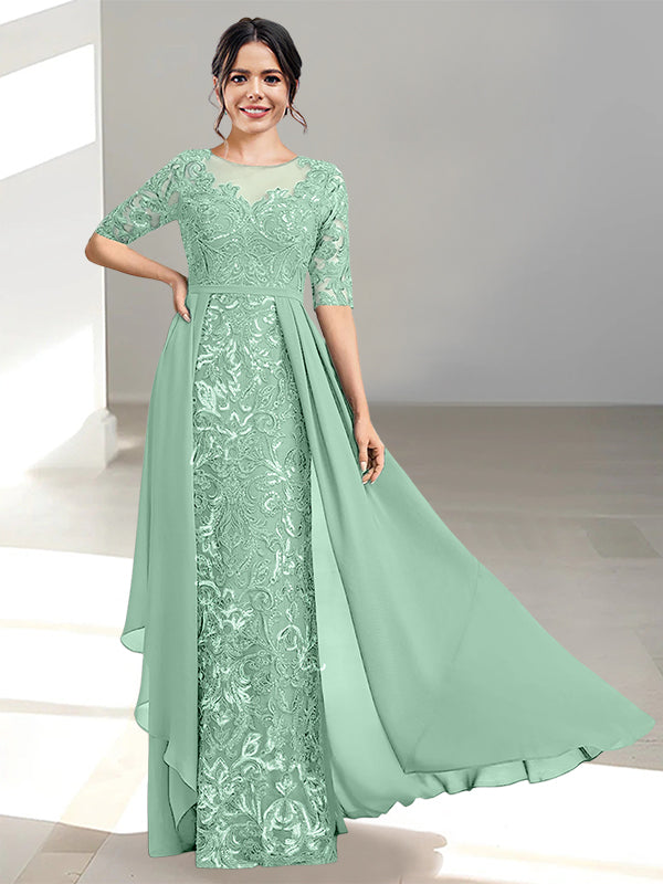 Floor Length Mother of the Bride Dress A Line Scoop Neckline