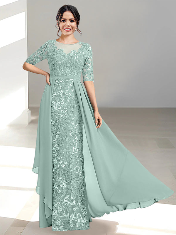 Floor Length Mother of the Bride Dress A Line Scoop Neckline