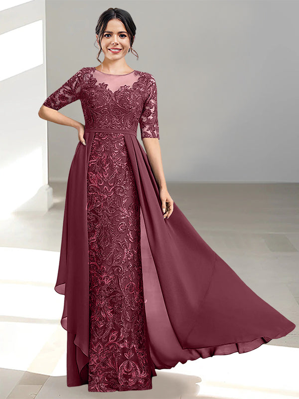 Floor Length Mother of the Bride Dress A Line Scoop Neckline