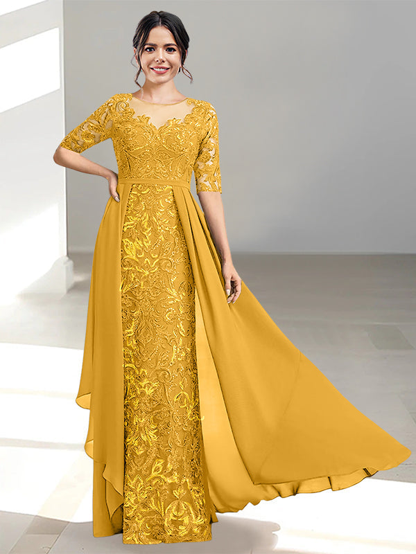 Floor Length Mother of the Bride Dress A Line Scoop Neckline