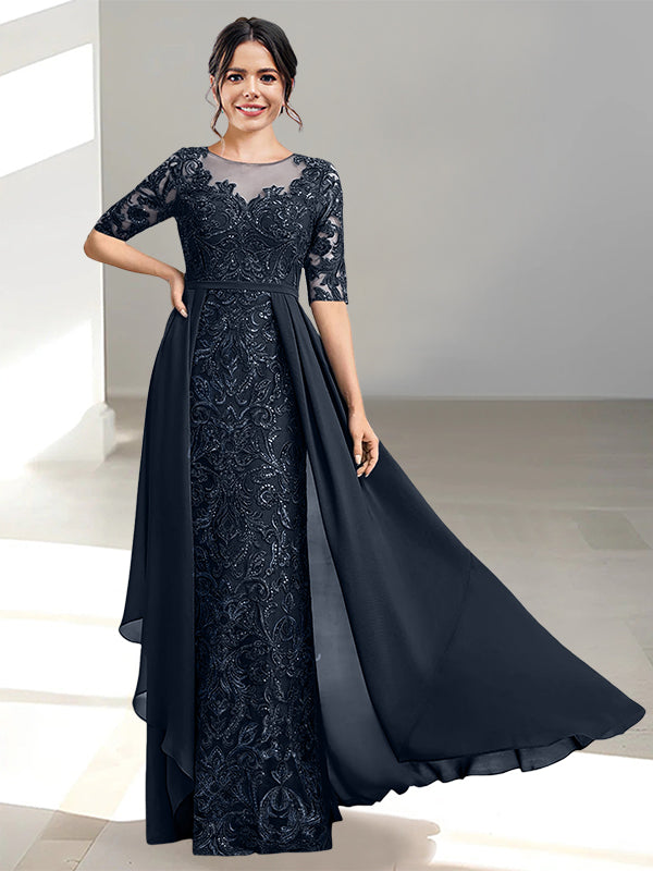 Floor Length Mother of the Bride Dress A Line Scoop Neckline