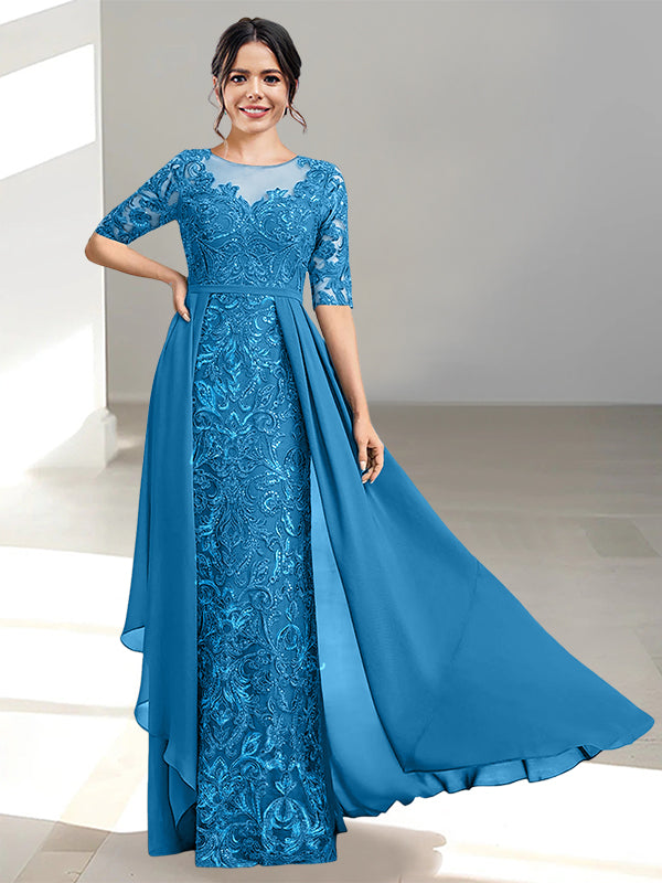 Floor Length Mother of the Bride Dress A Line Scoop Neckline