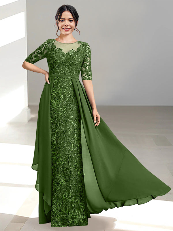 Floor Length Mother of the Bride Dress A Line Scoop Neckline