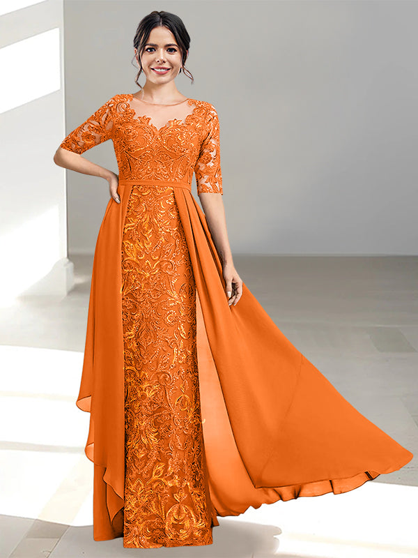 Floor Length Mother of the Bride Dress A Line Scoop Neckline