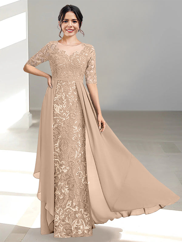 Floor Length Mother of the Bride Dress A Line Scoop Neckline