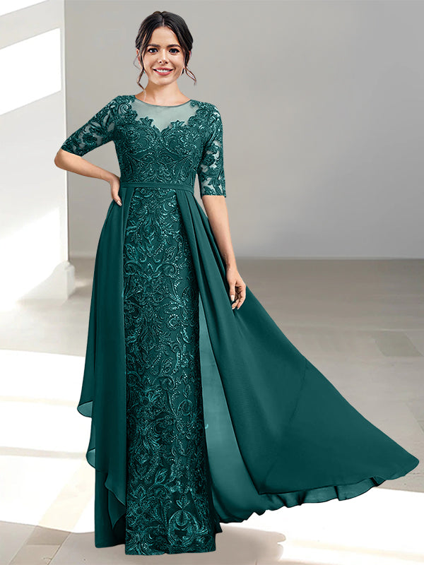 Floor Length Mother of the Bride Dress A Line Scoop Neckline