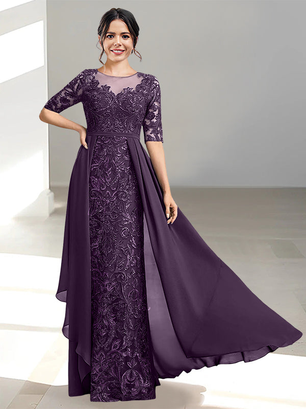 Floor Length Mother of the Bride Dress A Line Scoop Neckline