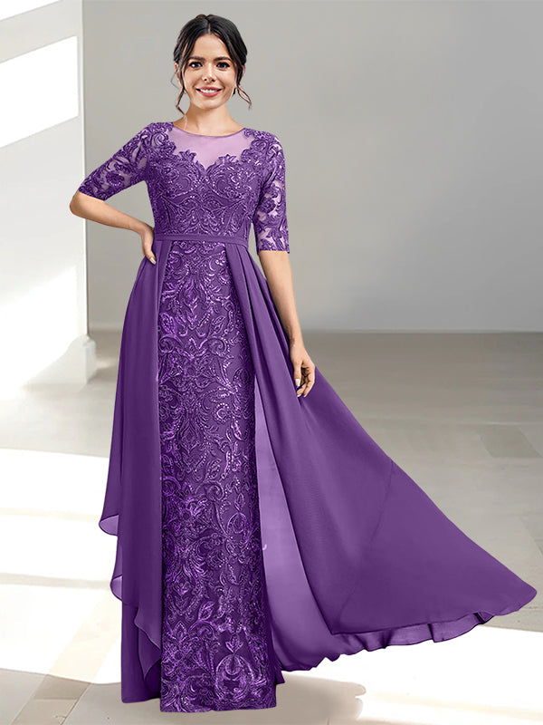 Floor Length Mother of the Bride Dress A Line Scoop Neckline