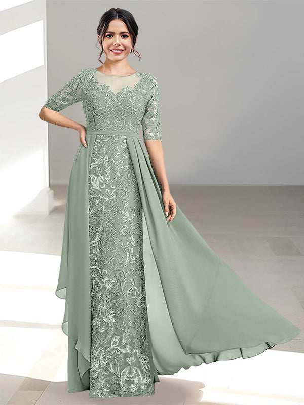 Floor Length Mother of the Bride Dress A Line Scoop Neckline
