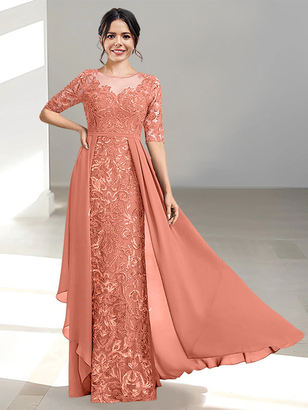 Floor Length Mother of the Bride Dress A Line Scoop Neckline