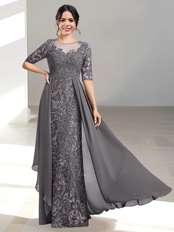 Floor Length Mother of the Bride Dress A Line Scoop Neckline