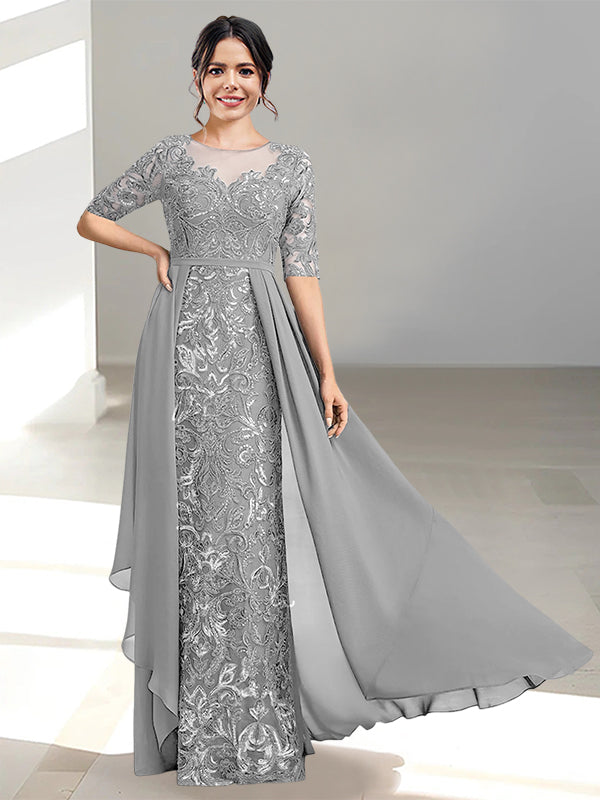Floor Length Mother of the Bride Dress A Line Scoop Neckline